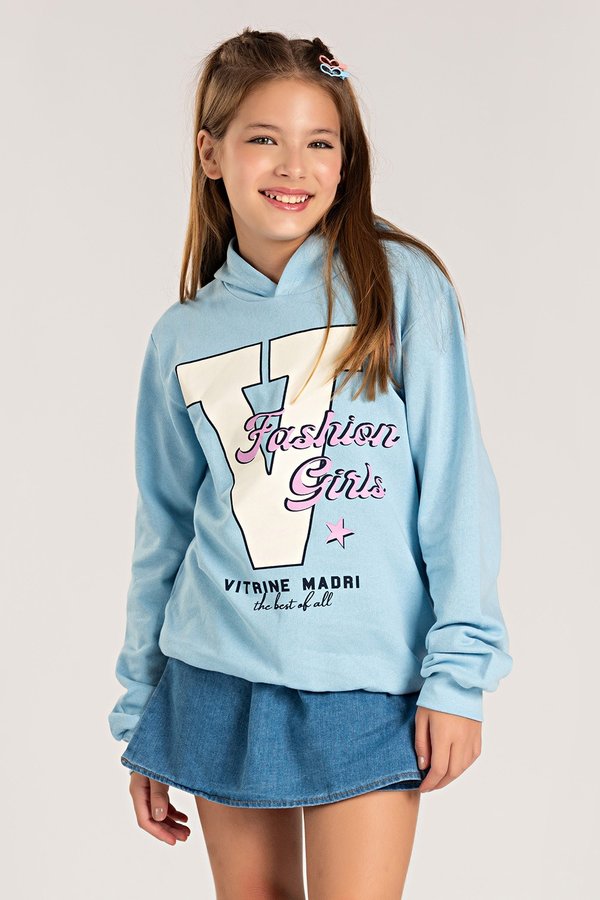 Blusa Moletom Juvenil Menina c/ Capuz Fashion Girls Frost