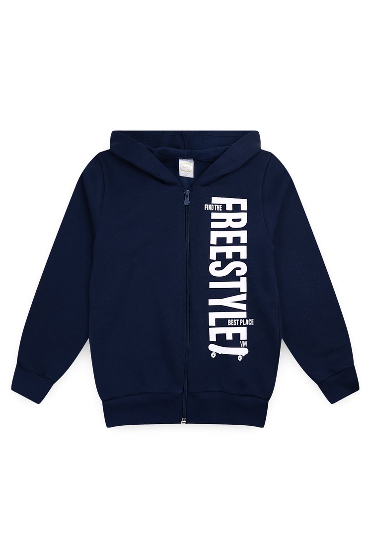 Jaqueta Moletom Infantil Menino c/ Capuz e Zíper Freestyle Marinho