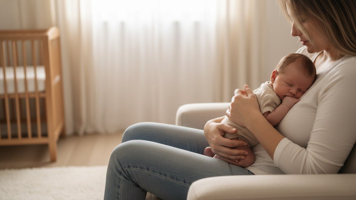 Beb&ecirc; rec&eacute;m-nascido dormindo tranquilamente no colo de um adulto, transmitindo a ternura, a vulnerabilidade e a simbologia de novos in&iacute;cios e responsabilidades.
