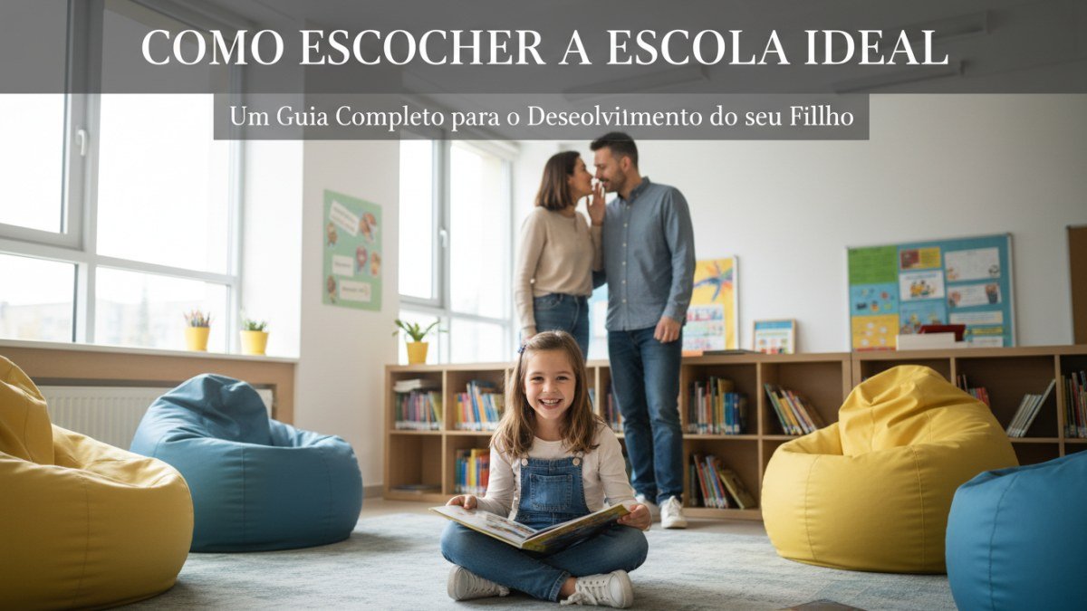 Pais observam seu filho feliz e engajado em uma atividade na sala de aula de uma escola, refletindo sobre os crit&eacute;rios de escolha.